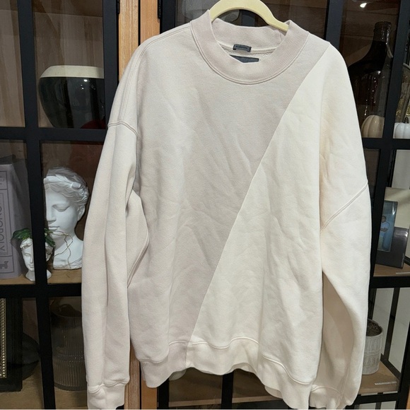 Abercrombie soft a&f crewneck oversized sweatshirt pullover beige two tone block - Picture 4 of 8
